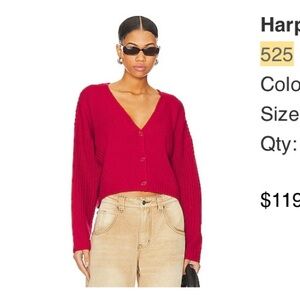 525 America - EUC - Harper Cardigan - Ruby Red - Medium